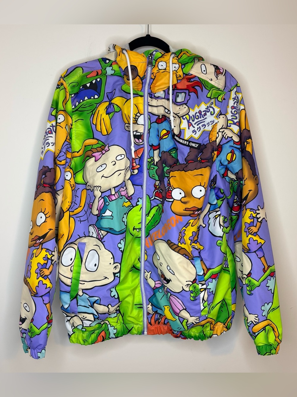 Members Only Nickelodeon Rugrats All-Over Print Zip Hooded Windbreaker Medium